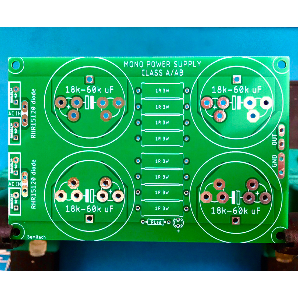 PCB mono power supply class A/AB CRC filter (ไม่มีส่วนประกอบ)