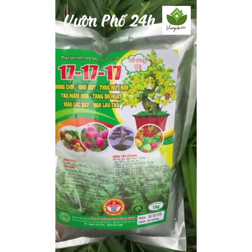 ปุ๋ย NPK พรีเมี่ยม 17-17 + Te HAK 200g แพ็คเกจเชี่ยวชาญในดอกไม้แอปริคอท ไม้ประดับและผัก