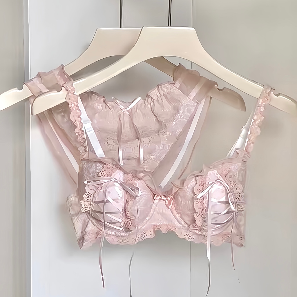 'Cotton Candy เซตชุดชั้นในลูกไม้สุดเซ็กซี่ ไม่มีโครง เสริมฟองน้ํา สไตล์ Candy น่ารัก หวาน เย้ายวน