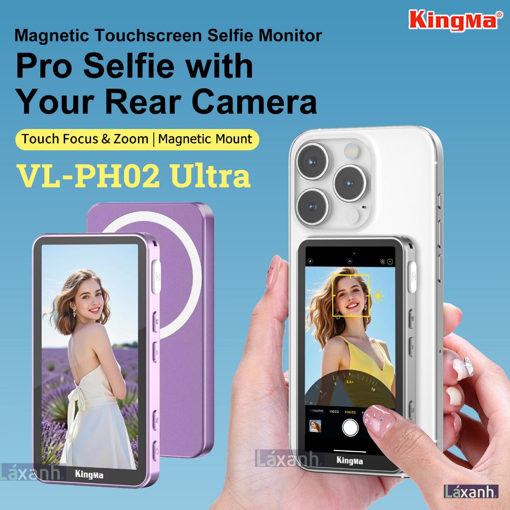Kingma VL-PH02 อัลตร้า | หน้าจอสัมผัสรองเซลฟี่สําหรับโทรศัพท์ รีโมทแม่เหล็ก kingma ph02