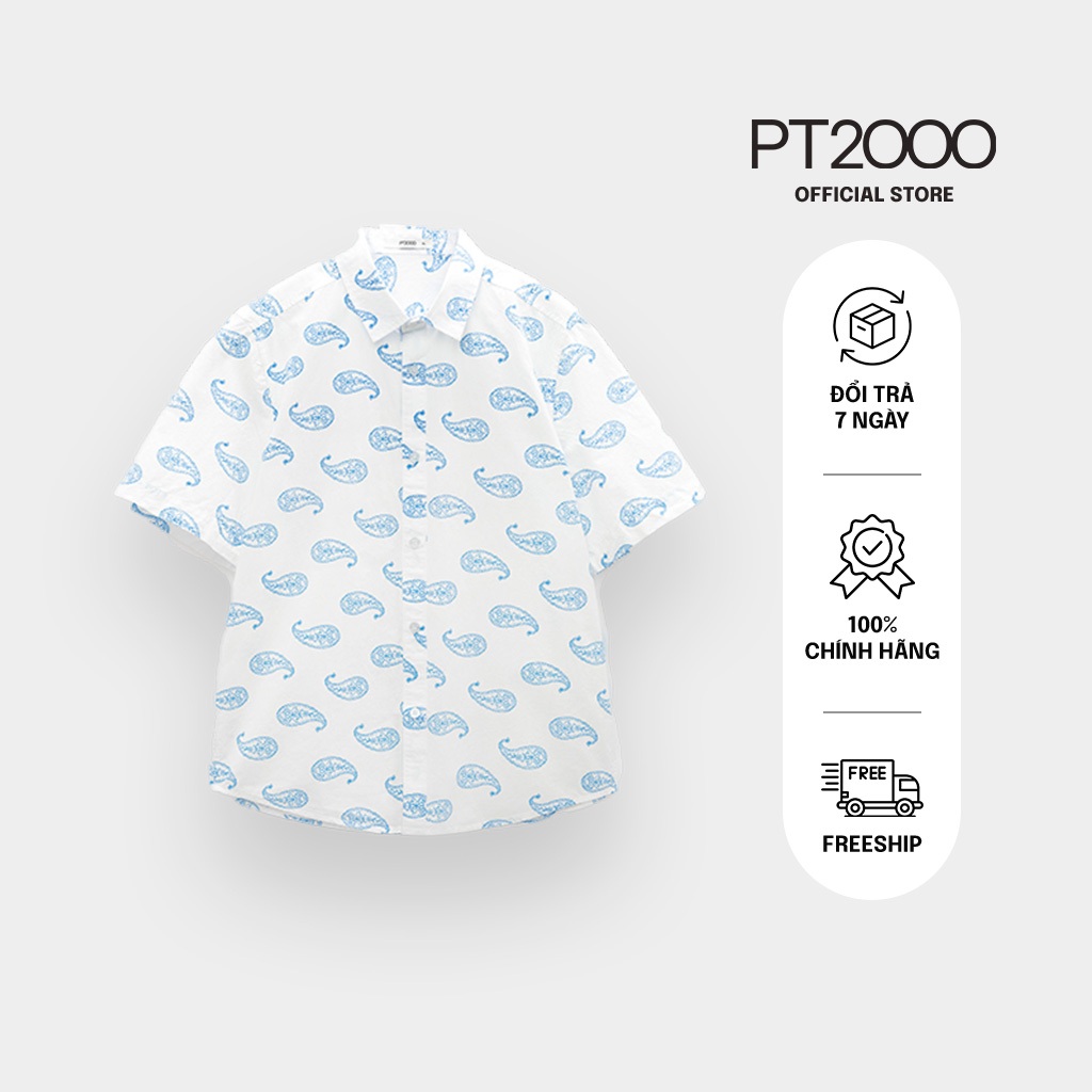 เสื้อเชิ้ตแขนสั้นผู้ชายทรงตรง PT2000 ผ้าคอตตอนเท่ๆ อ่อนเยาว์ (SMM-N902)