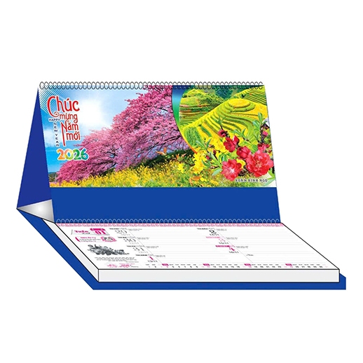 XO ปฏิทินตั้งโต๊ะพร้อมแผ่นสปริง 13 แผ่น + บล็อก 52 ชิ้น - BEAUTIFUL FRESH COUNTRY (BM46)