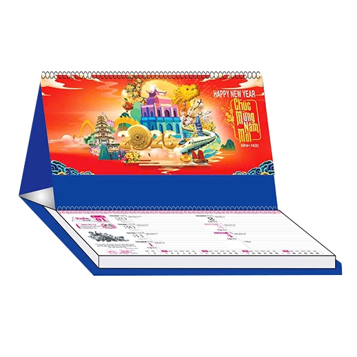 XO ปฏิทินตั้งโต๊ะพร้อมแผ่นสปริง 13 แผ่น + 52-week Bloc - VIETNAM THOUSAND BROOM (BM48)