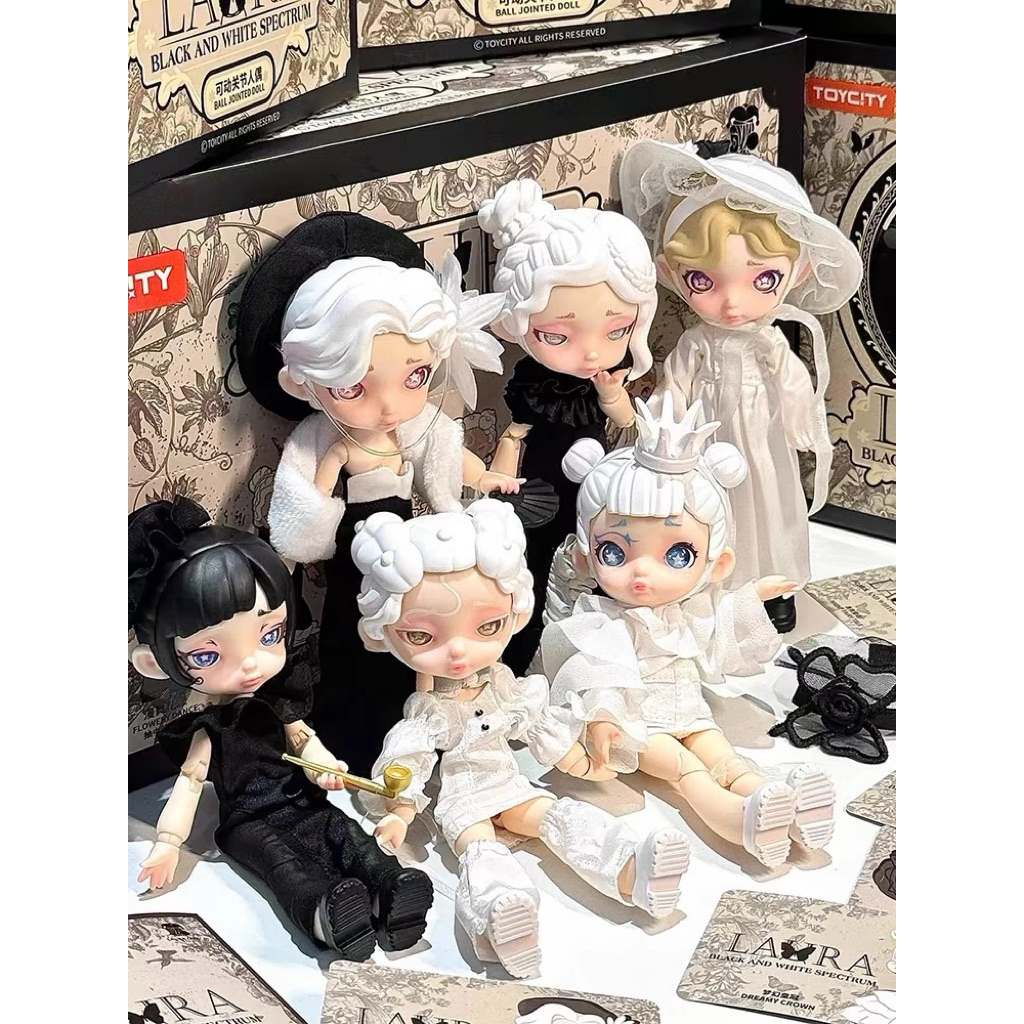 BLIND BOX ของแท้ TOYCITY BJD LAURA ชุดสเปกตรัมสีดําและสีขาว