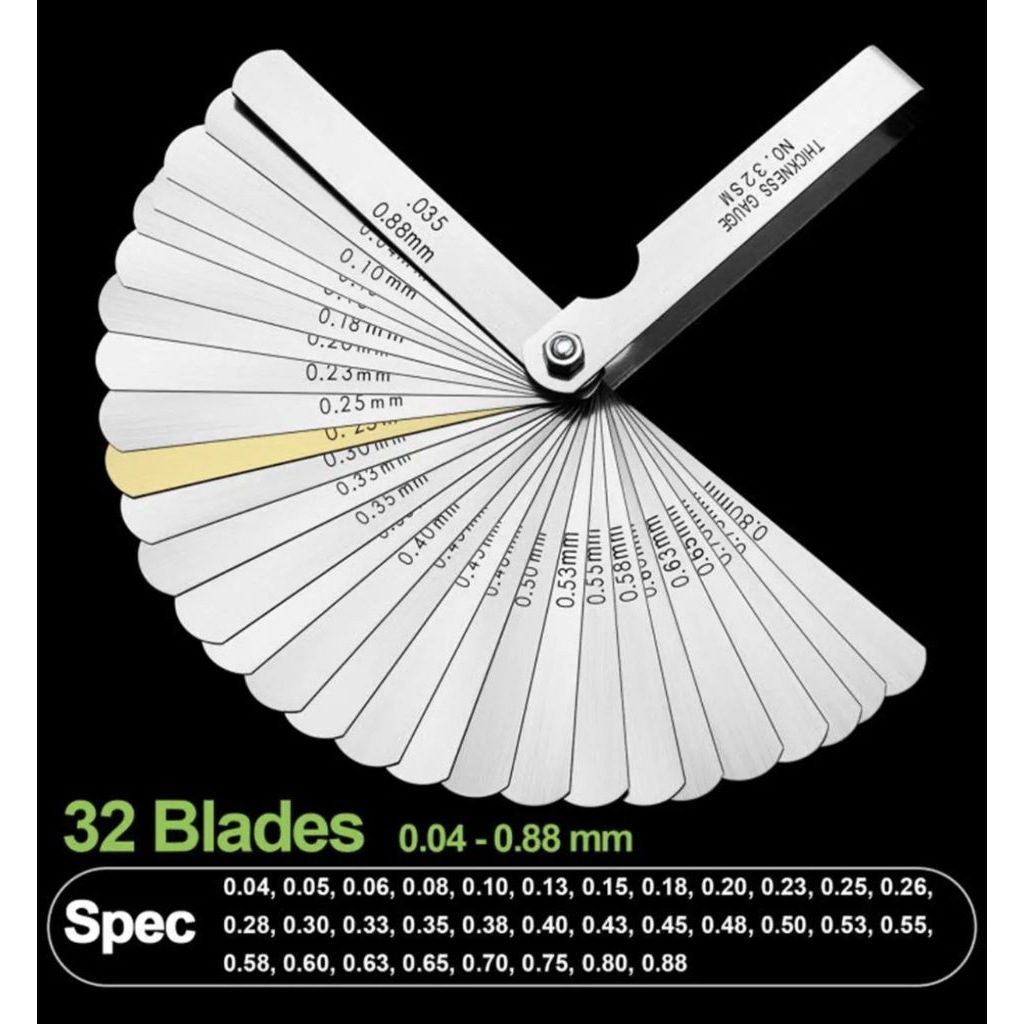 เกจวัดช่องว่าง Xupap 32 ใบ 0.04mm-0.88mm