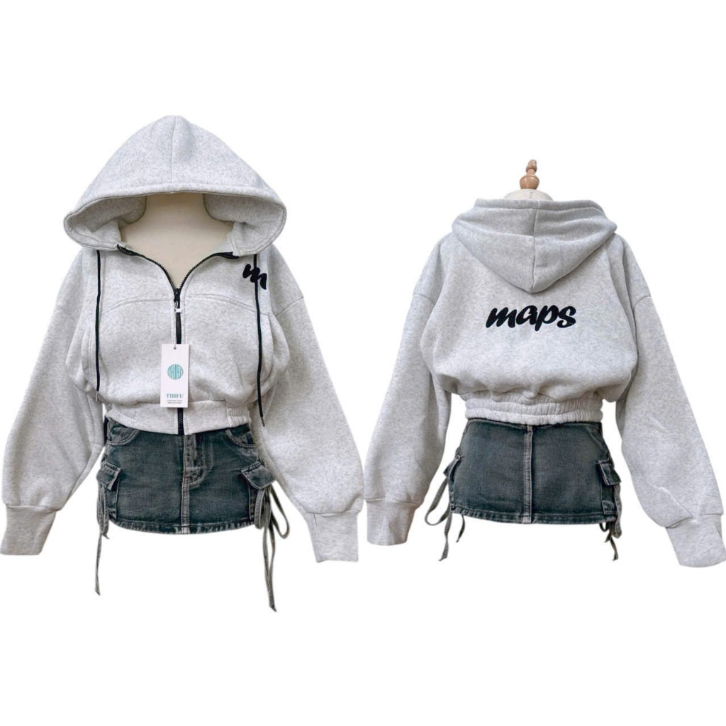 เสื้อแจ็คเก็ตผ้าฟลีซปักลาย Midweight สตรี MAPS เสื้อแจ็คเก็ตผู้หญิง 4 สีพร้อมกระเป๋านิ้วด้านใน ราคา ถูกที่สุด ดีลบีเคเค แกลเลอรีภาพที่ 7
