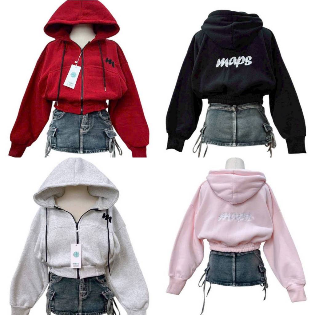 เสื้อแจ็คเก็ตผ้าฟลีซปักลาย Midweight สตรี MAPS เสื้อแจ็คเก็ตผู้หญิง 4 สีพร้อมกระเป๋านิ้วด้านใน ราคา ถูกที่สุด ดีลบีเคเค
