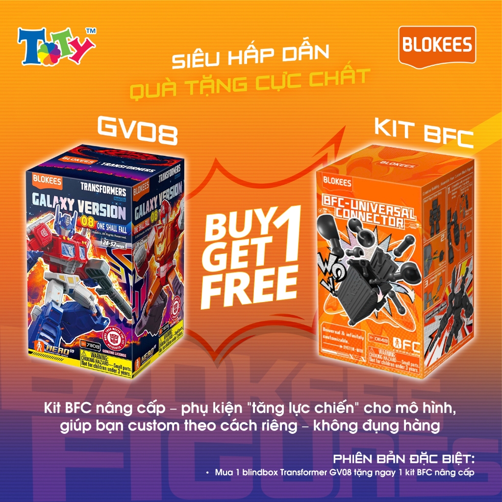 (ซื้อ 1 แถม 1) Transformers Blind Box Figure Model - GV08 One Shall Fall - Blokees - ET39