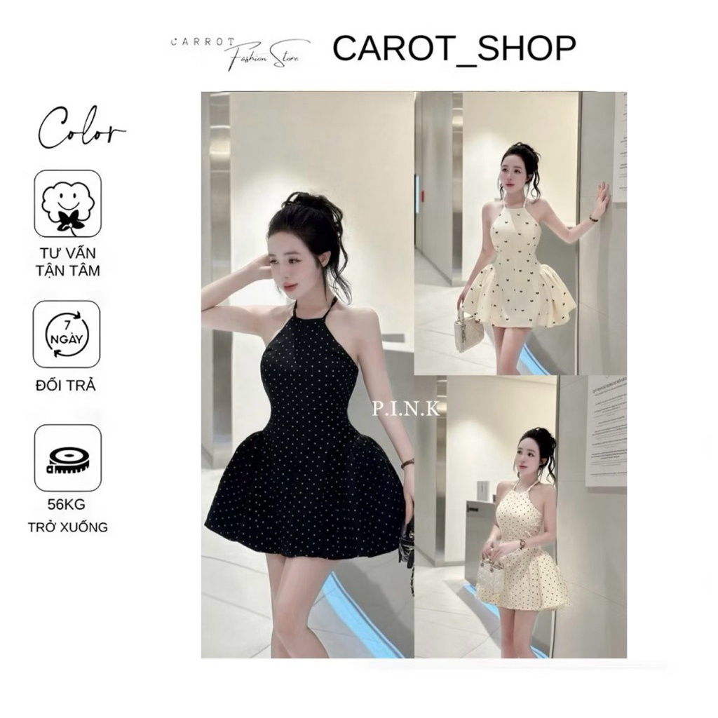 VHT23 เดรสคล้องคอบานน่ารัก by CarrotShop