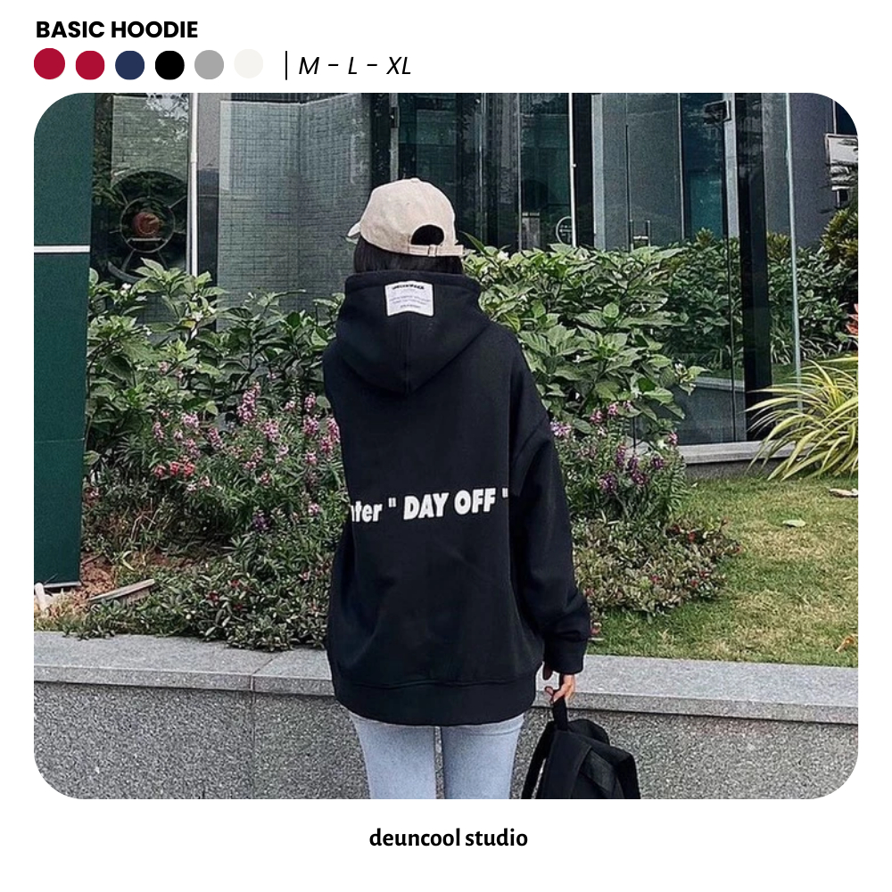 (มีคลิป) DEUNCOOL เสื้อฮู้ดผ้าฟลีซ BASIC ver 1.0 - สีดํา - ผ้าฝ้ายเนื้อนุ่ม 100% สําหรับผู้ชายและผู้