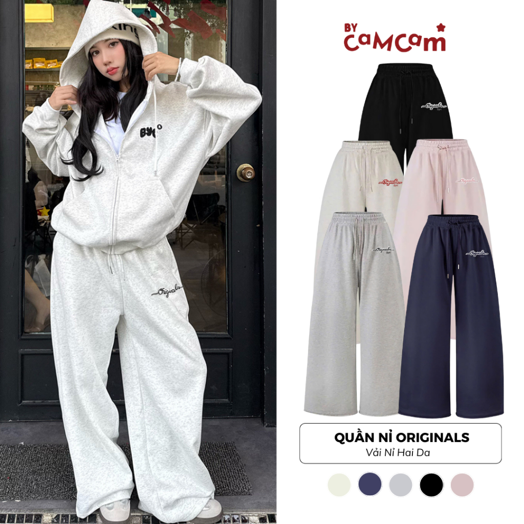 ORIGINALS Loose Form Bycamcam กางเกงผ้าฟลีซไม่มี Ruffles สไตล์สบายเรียบง่าย QED251