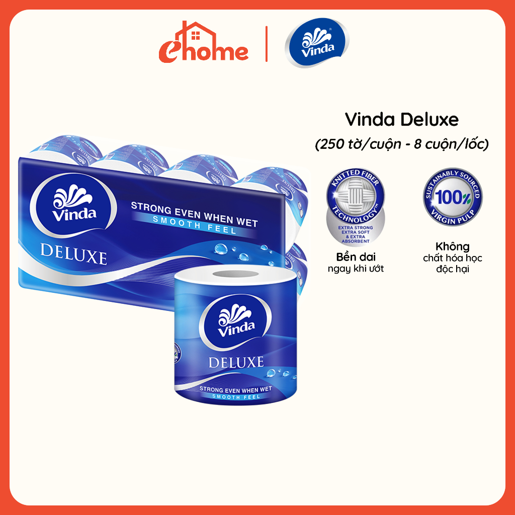 [ซื้อ 2 LOTS OF GVS DELUXE GET 3 ROLLS FREE] Vinda Deluxe กระดาษชําระระดับพรีเมียม 3 ชั้น (8 ม้วน)