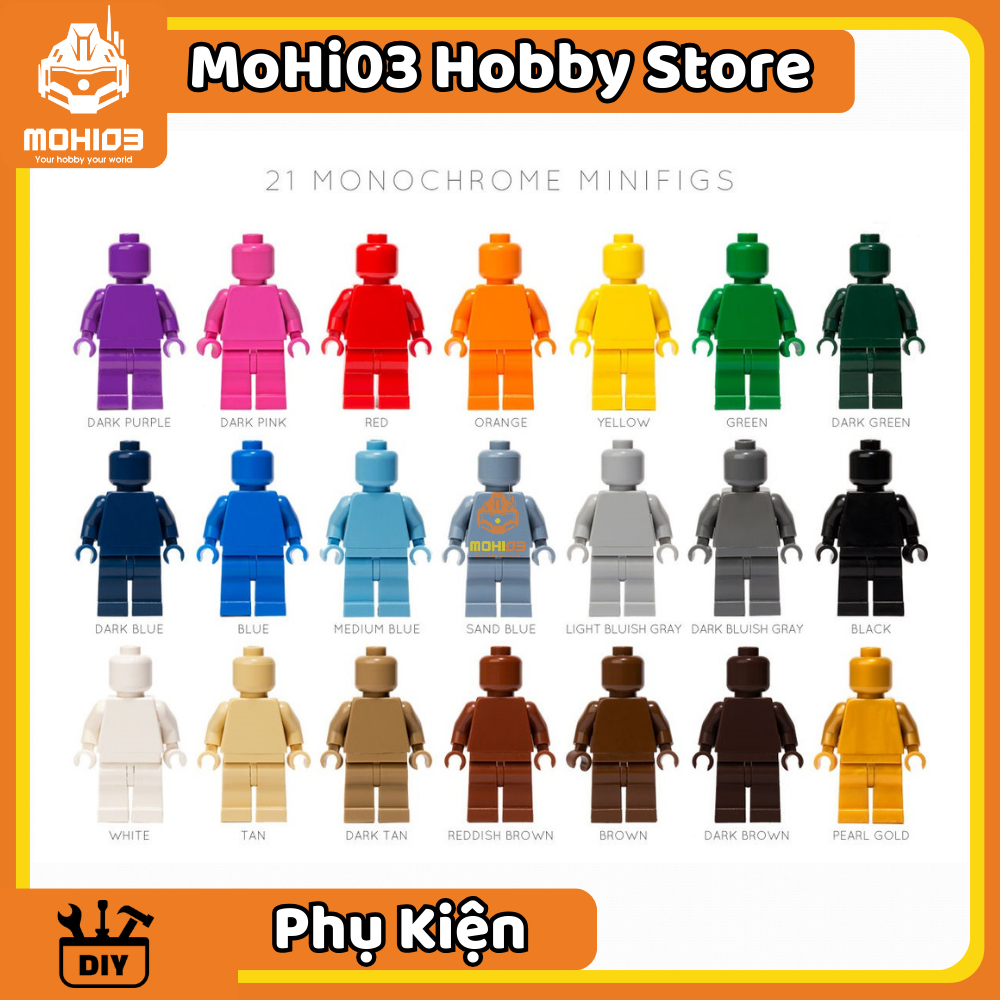 Monochrome สีทึบตัวละครขนาดเล็กรุ่นประกอบบล็อกสําหรับ MOC แบบกําหนดเอง - MoHi03