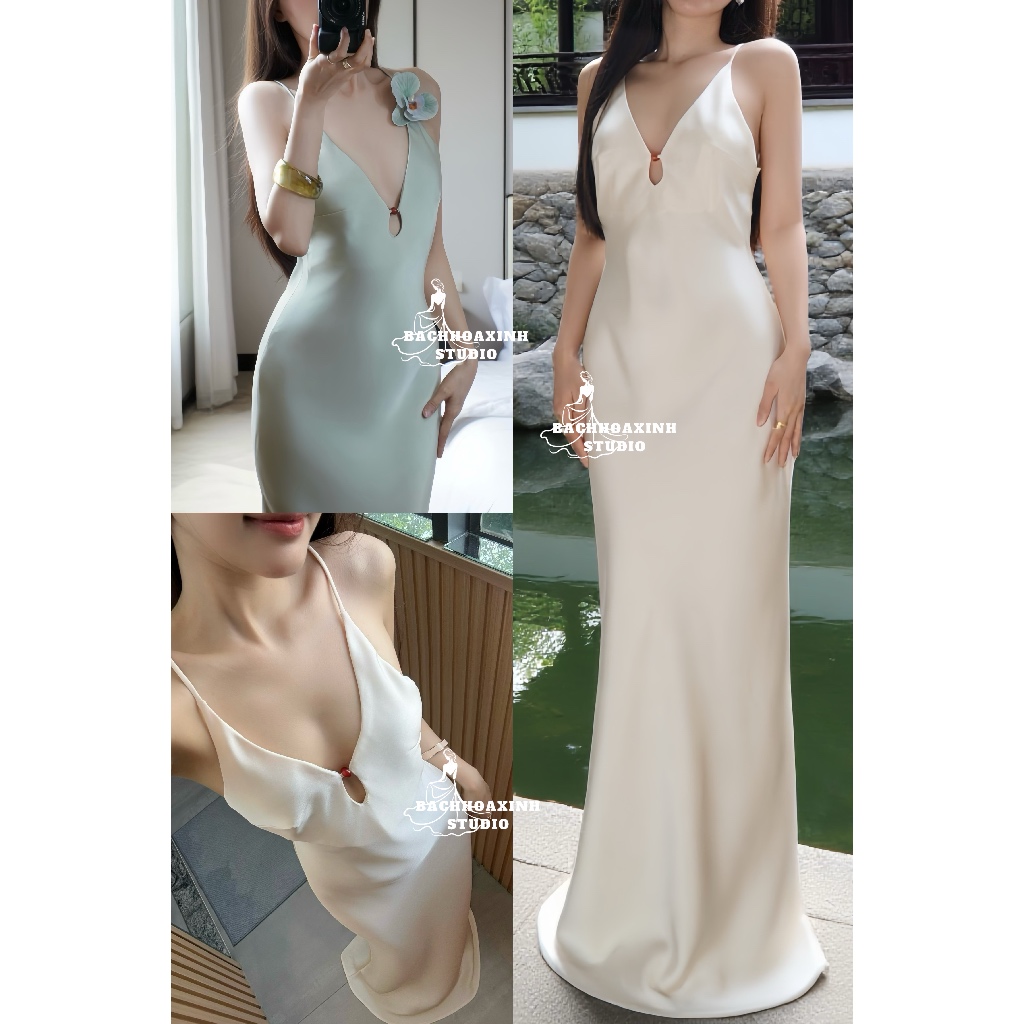 พร้อมควัน | ชุดราตรีผ้าไหมคอวี 2 สายหรูหราพร้อมคัตเอาท์หน้าอกและสีแดง JEWELS