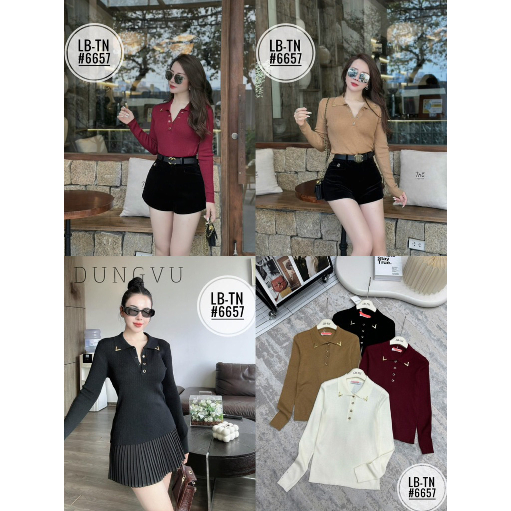 VLTN เสื้อกันหนาวแขนยาวคอโปโล 4 สี 6657