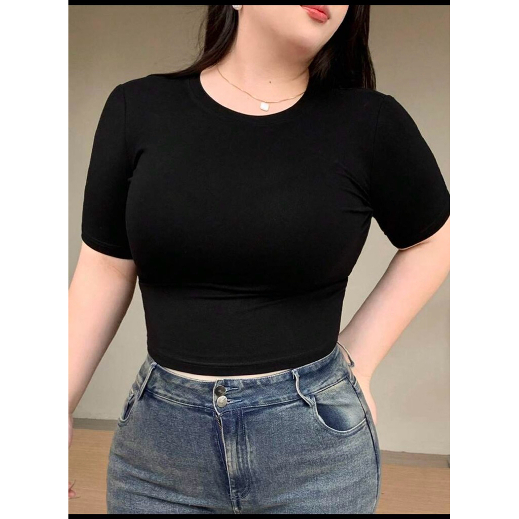 Aoa คอปกแขนสั้น เสื้อครอปไซส์ใหญ่ 40-120kg