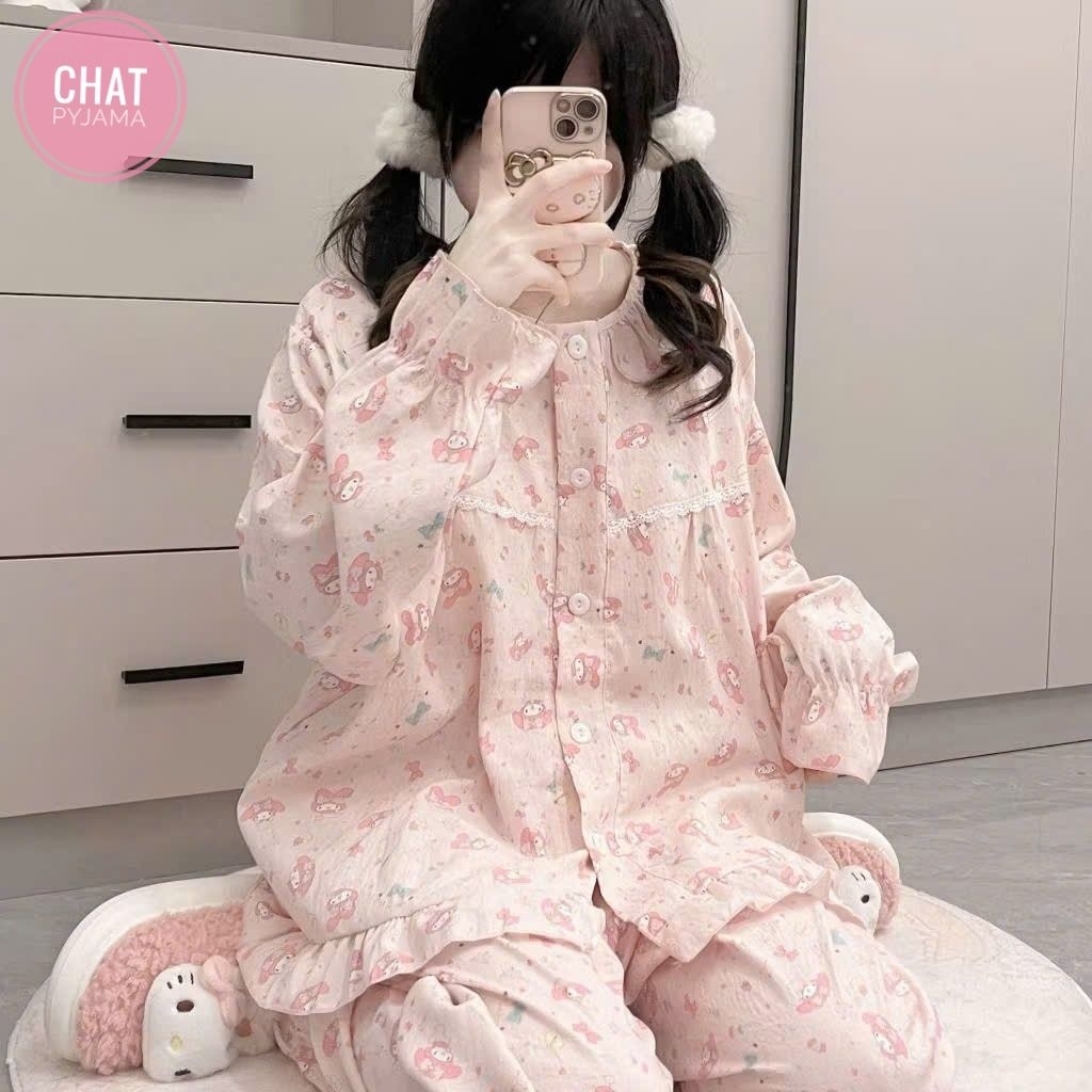 LONG PYJAMA SET WITH LOTUS COLLAR, PANTS, SLEEVES, COOL, SOFT QUALITY BOOTS