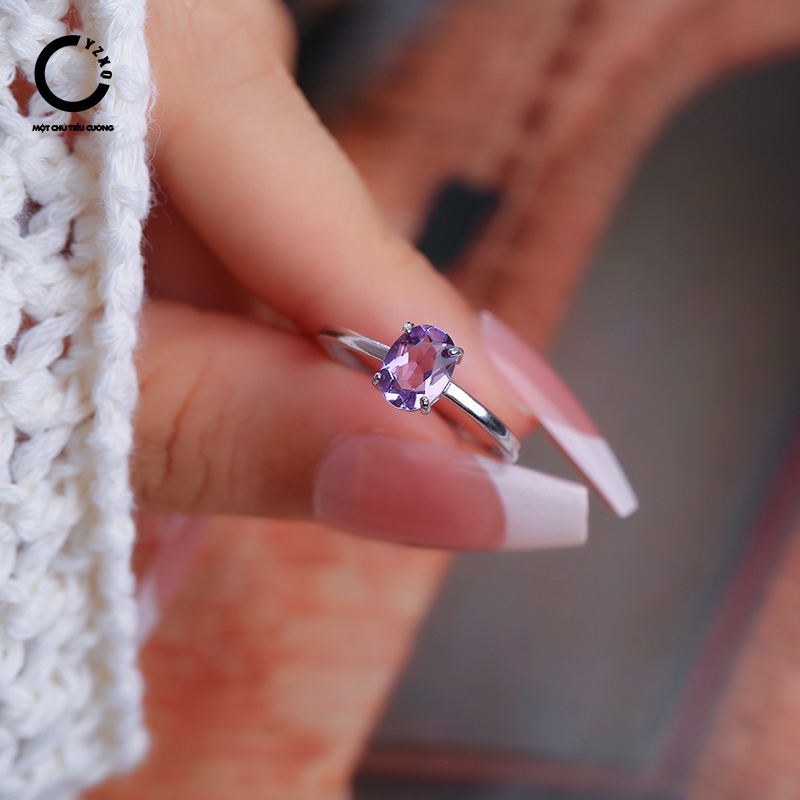 YZXQ S925 Silver Natural Amethyst Ring - Dong Lai Tu Qi - รหัส J3SJ