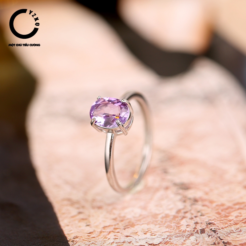 YZXQ S925 Silver Natural Amethyst Ring - Dong Lai Tu Qi - รหัส J3SJ
