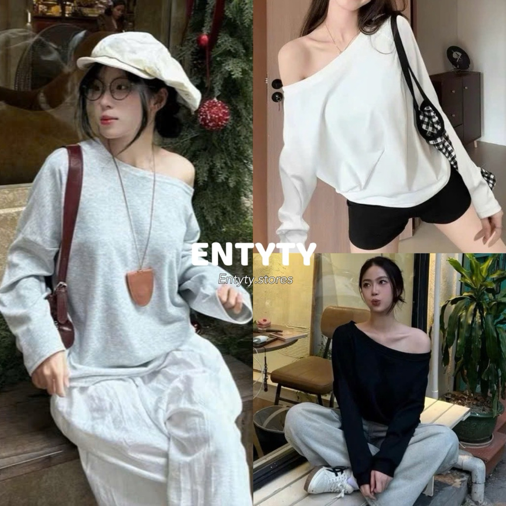 เสื้อเชิ้ตแขนยาวผ้าฝ้ายธรรมดาที่สวยงามของผู้หญิงเสื้อเชิ้ตเปิดไหล่แขนยาวผ้าฝ้ายธรรมดาที่มาแรงและสวยงาม