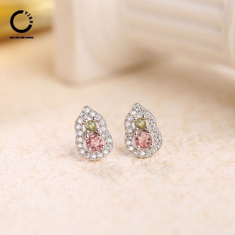 S925 Silver Tour.maline YZXQ Stone ต่างหู - Puc Loc Choice - รหัส E8SJ