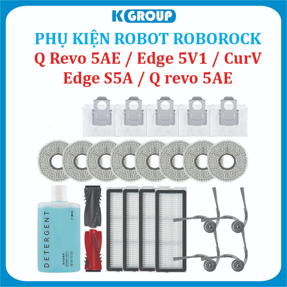 Roborock Q Revo 5AE อุปกรณ์เครื่องดูดฝุ่นหุ่นยนต์, Edge 5V1, S5A, hepa Filter, ผ้าขนหนู, แปรงกลาง, แ