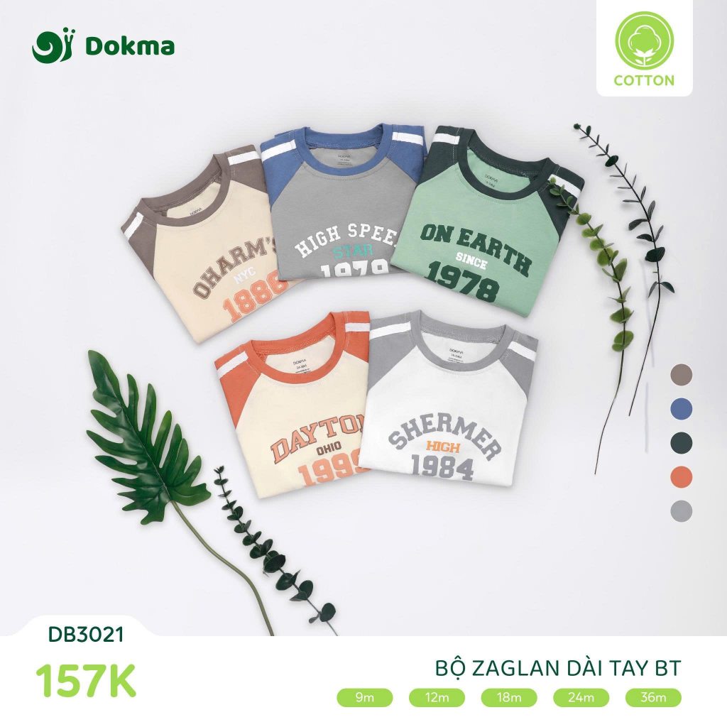 Dokma - RAGLAN LONG SLEEVE SET FOR BOYS DOKMA DB3021 ไซส์ 9-36M