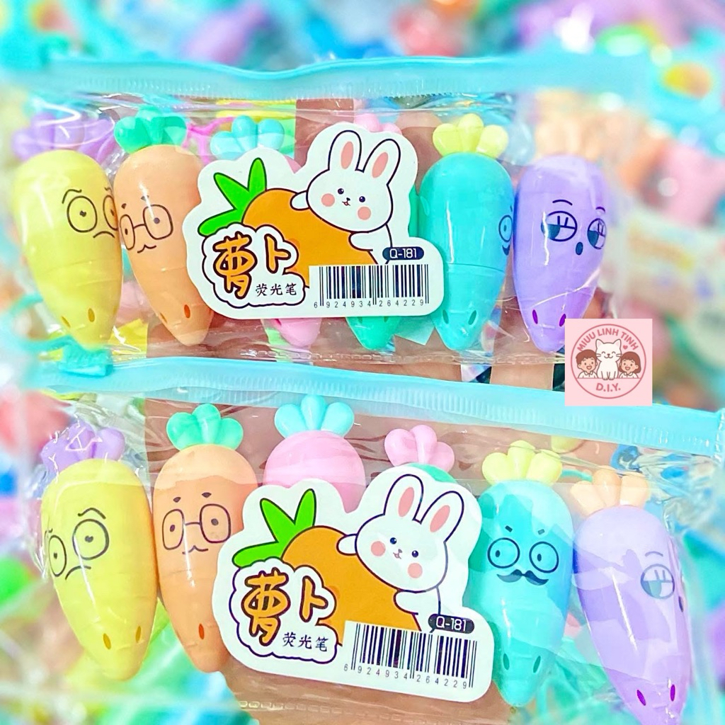 SET 6 ปากกาเรืองแสง CUTE CARROT-SHAPED HIGHTLIGHT