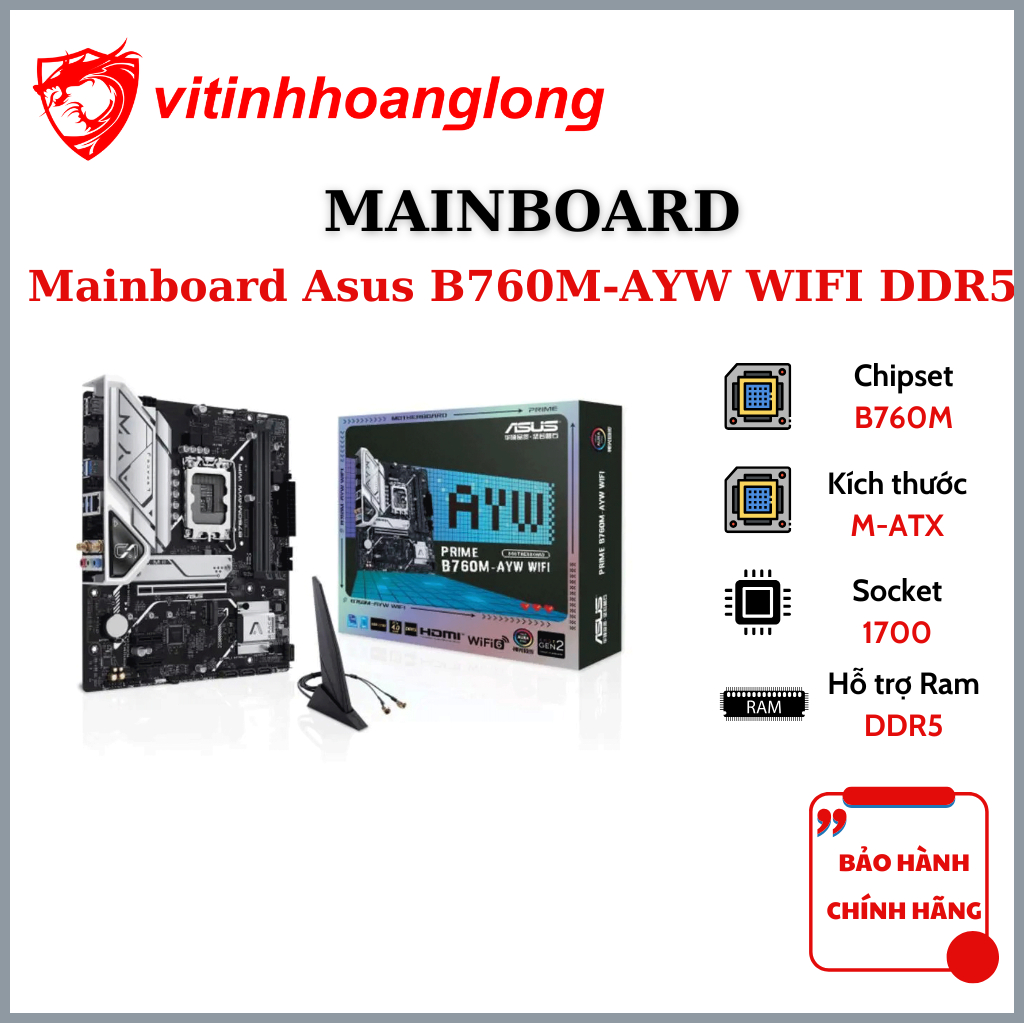 เมนบอร์ด Asus B760M-AYW WIFI DDR5 -