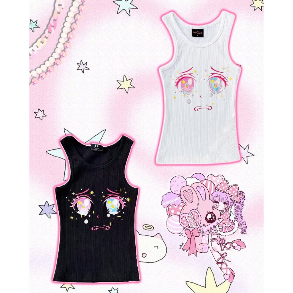 NEXXUS Anime Tank Top - เสื้อกล้ามเข้ารูปผู้หญิง น่ารัก สไตล์ไดนามิก ผ้านุ่ม