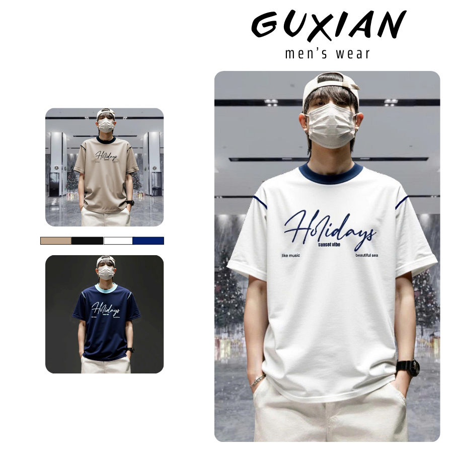 เสื้อยืดผู้ชายและผู้หญิง Unisex คอกลม และตัดแต่งไหล่ขนาดใหญ่ AP010 Guxian Menswear