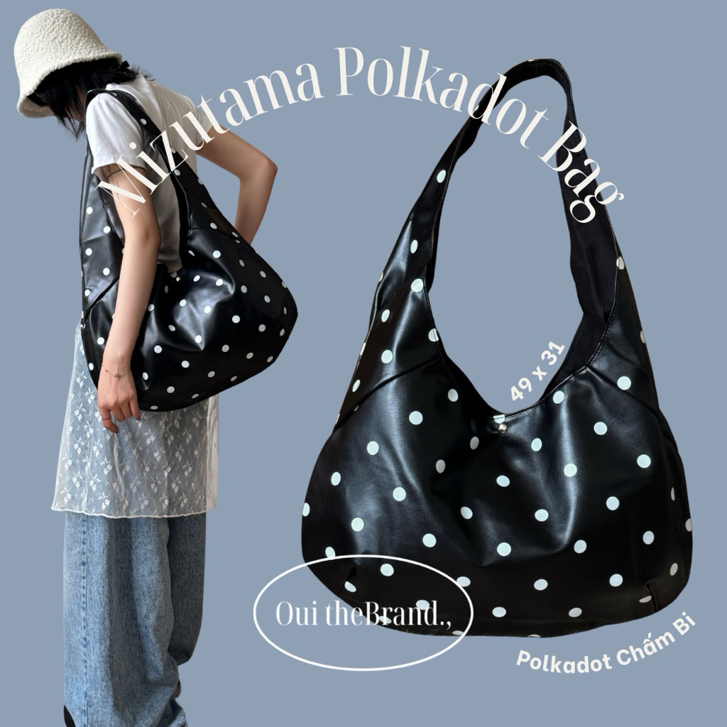 [ ฟรีเสน่ห์ Susukatari ] Mizutama Polkadot Bag - MIZUTAMA Polka Dot Leather Bag ( Ouithebrand )