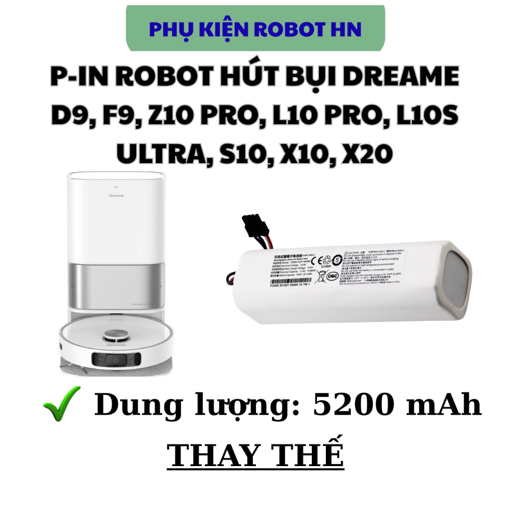 DREAME VACUUM ROBOT BATTERY D10 PLUS, L10S, L10 PRO, W10. D9 PRO, F9 PLUS, L10 ULTRA, Z10pro- เปลี่ย