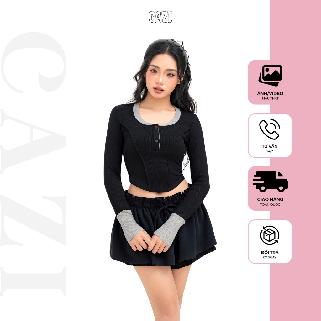 [Odd shirt] Cazi Lucy Top - บอดี้สูทแขนยาวคอปก