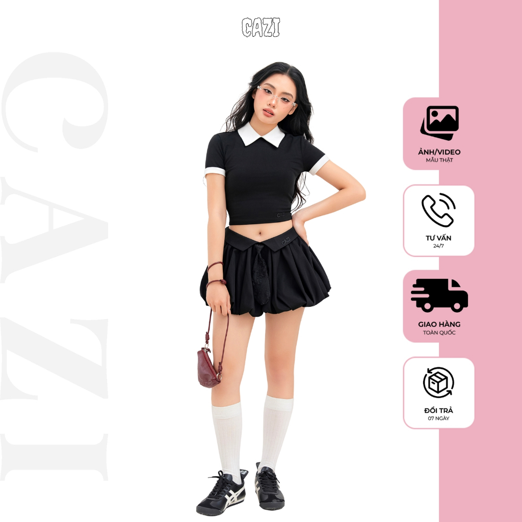 [เสื้อ Odd] Cazi Belty Top - เสื้อ babytee คอปก+แขน