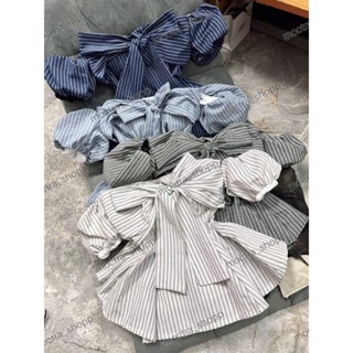 เสื้อผูกโบว์ลายสก๊อตแขนพอง