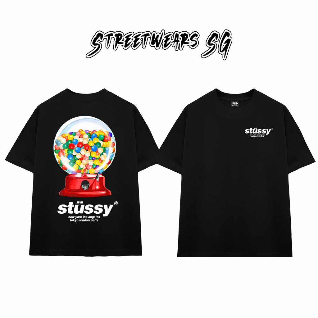 Stu Gumball Machine Graffiti พิมพ์เสื้อยืดคุณภาพสูงหลวมผ้าฝ้าย - Streetwears SG
