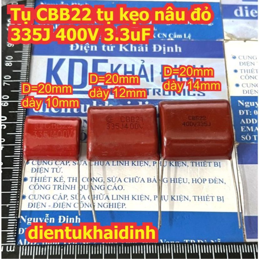 10pcs ตัวเก็บประจุ CBB22 CBB21 สีแดงสีน้ําตาล CBB candy Capacitors 335J 400 V /630 V 3.3UF 335J400V 