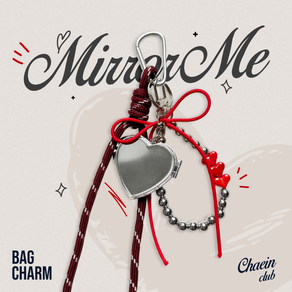 กระเป๋า MirrorMe Charm | กระเป๋าถือ พวงกุญแจ หัวใจกระจกจิ๋วผสมลูกปัดทํามือส่วนบุคคล