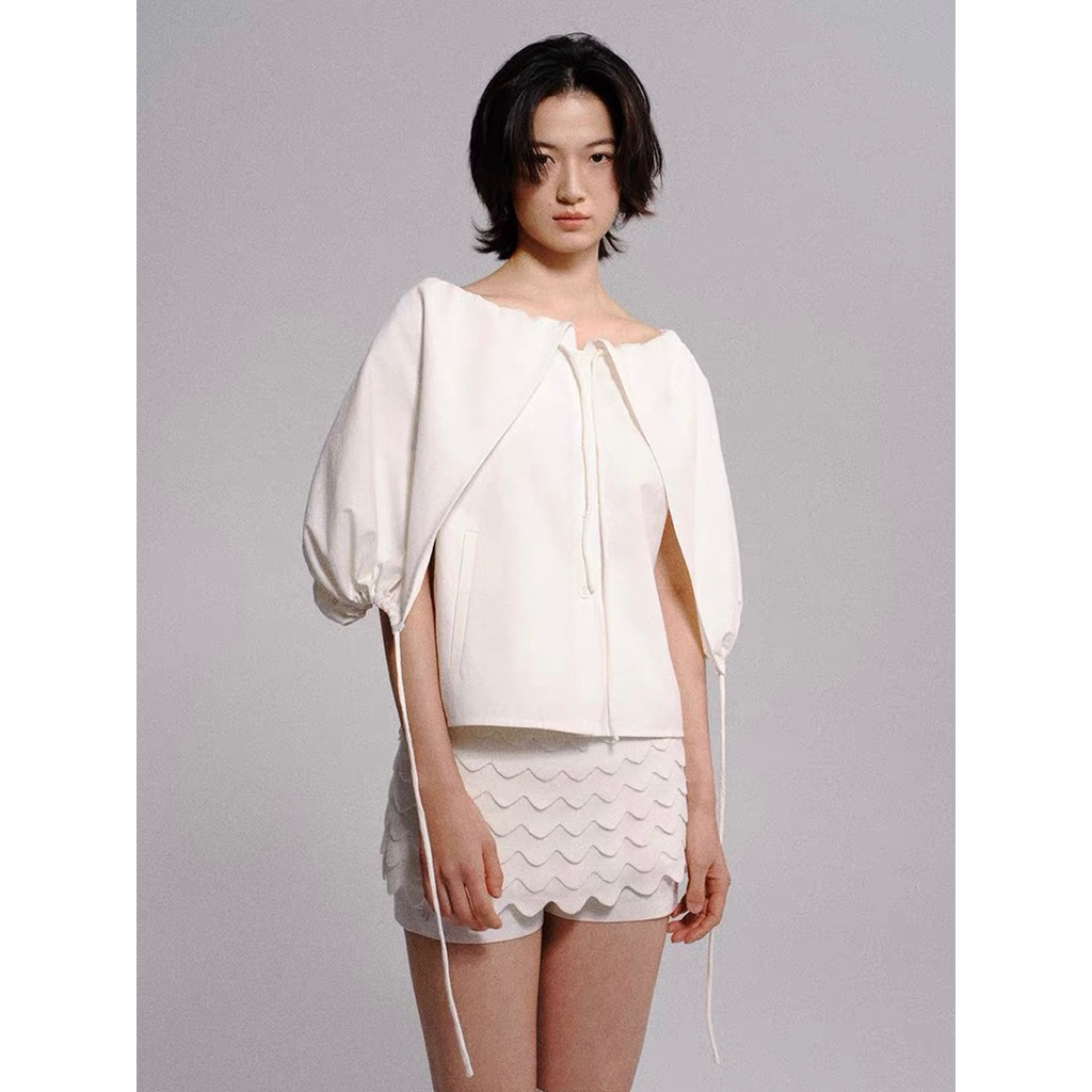 เลอรูจ | Toki top เสื้อเชิ้ตแขนพัฟมีเชือกรูด Toki