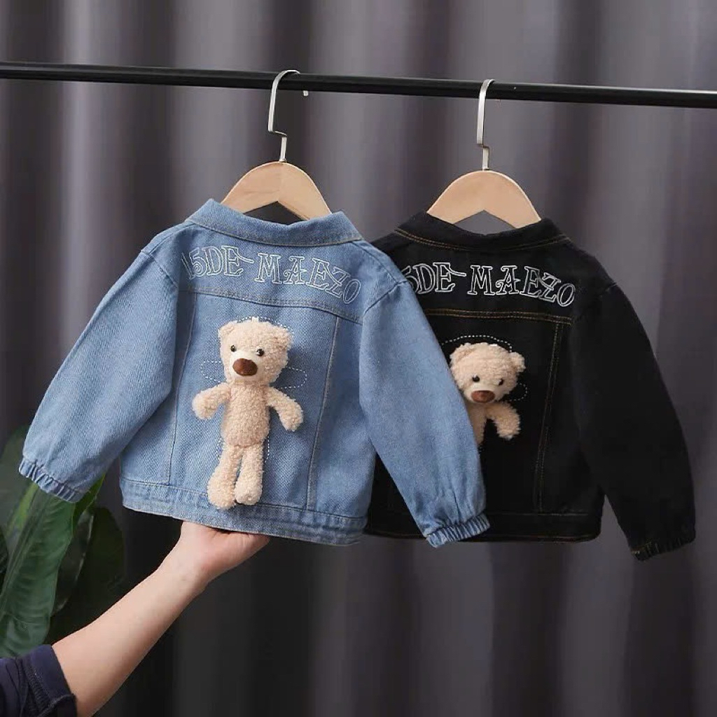 (Gift Bear) เสื้อแจ็คเก็ตยีนส์ Teddy Bear สําหรับเด็กชายและเด็กหญิง