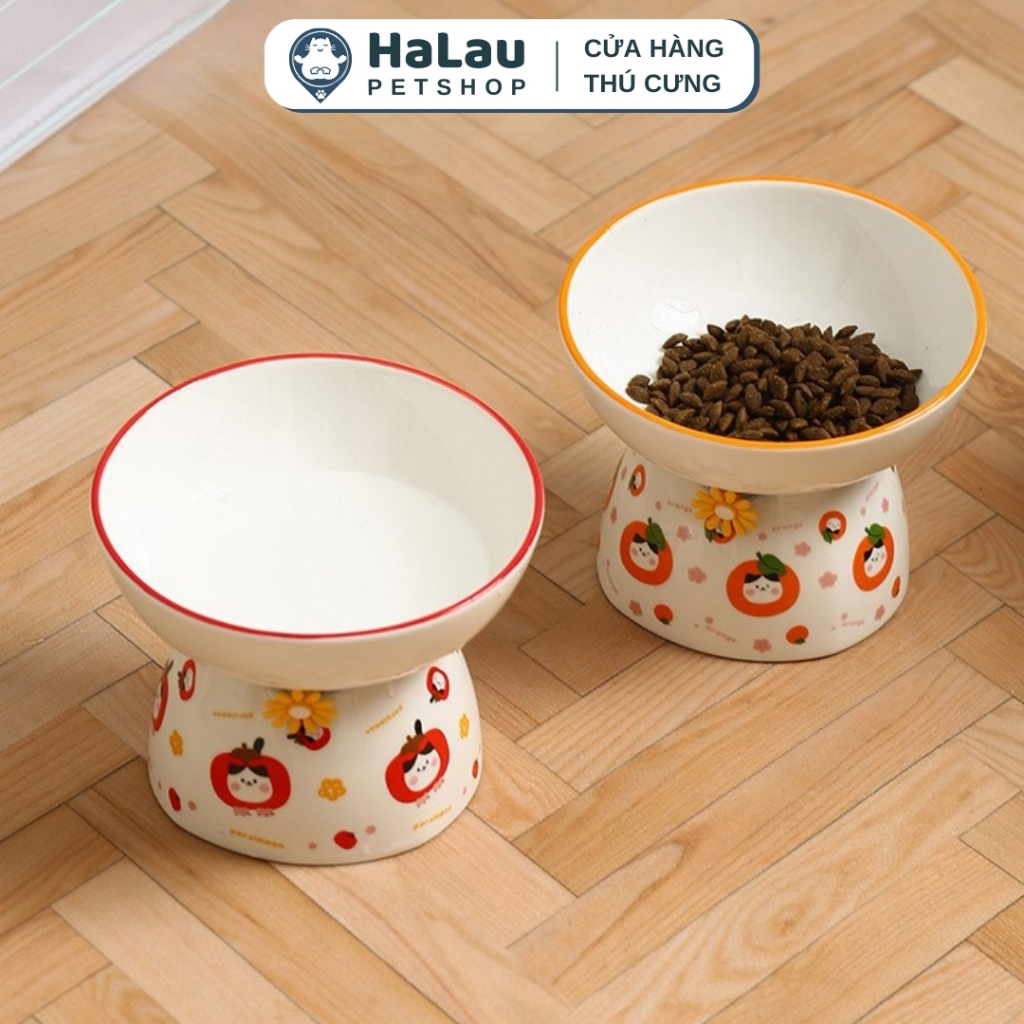 ชามกันน็อคสําหรับแมว ชามลายการ์ตูนน่ารัก ทําจากเซรามิกเคลือบคุณภาพสูง HALAU Petshop OD303