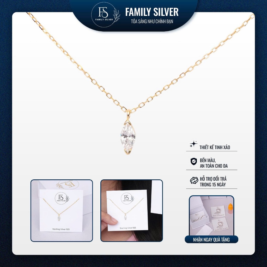 FAMILY SLIVER FSD0004 สร้อยคอธัญพืชยืนผู้หญิงระดับไฮเอนด์สําหรับผู้หญิง