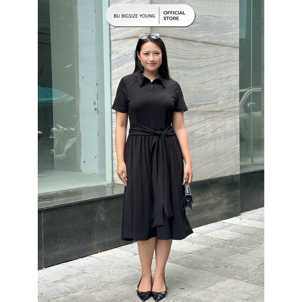 BIGSIZE เดรสผูกเอวคอโปโล – 25HSD061 - [BU Bigsize Young]