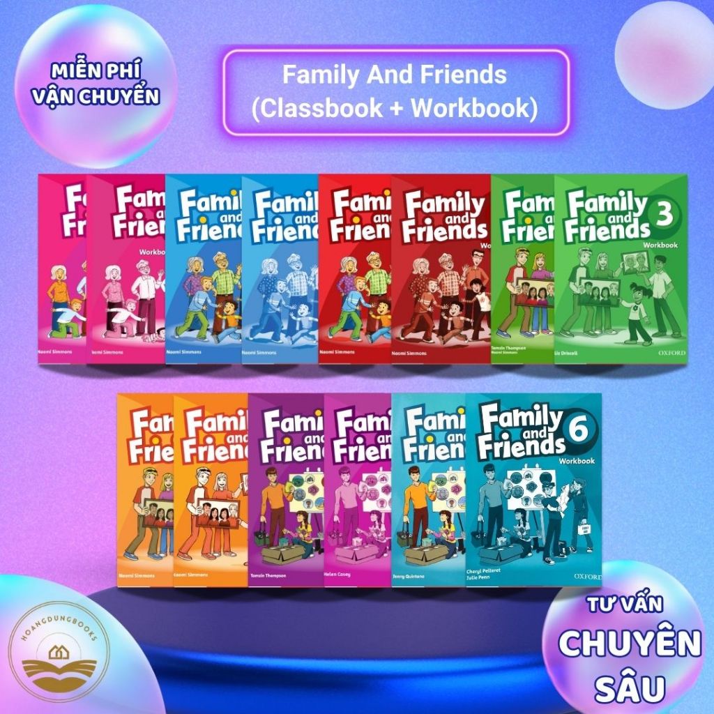 หนังสือ - Combo of 6 Family and Friends Set 1, 2, 3, 4, 5, Starter- หนังสือคลาสรุ่นที่ 1 + หนังสือทํางาน