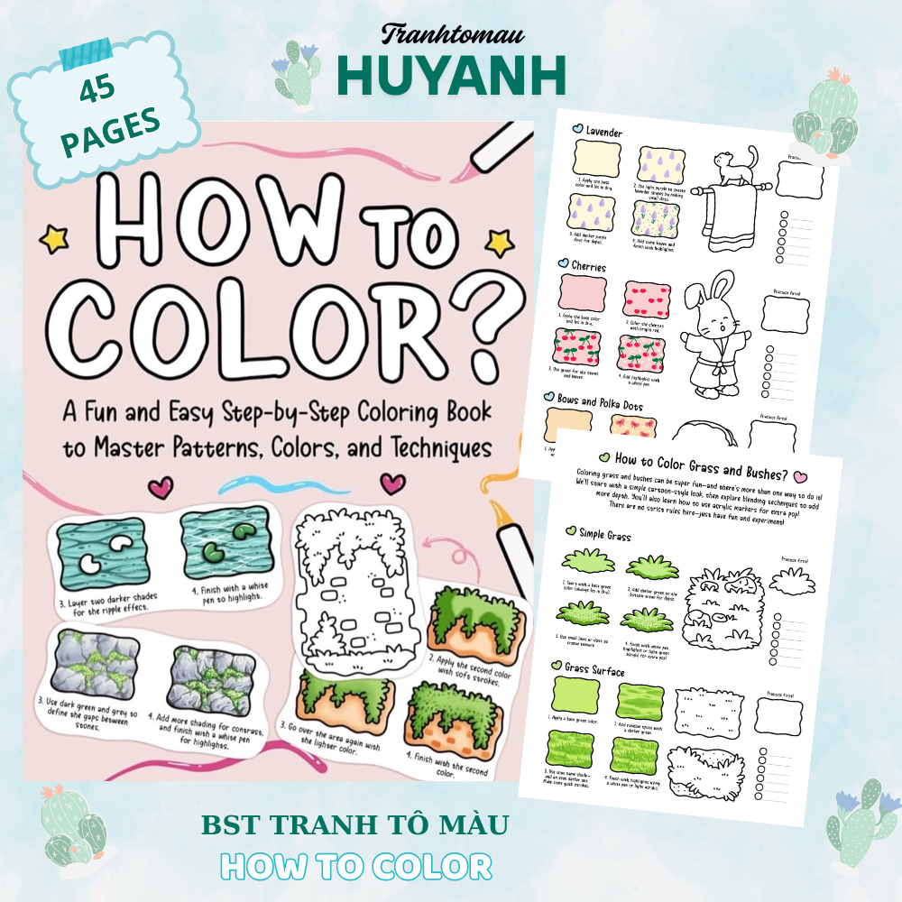 XO How to COLOR - คู่มือสอนระบายสีและวาดภาพสําหรับมือใหม่ - สมุดสันสปริงขนาด A4 (พิมพ์ลายขอ)