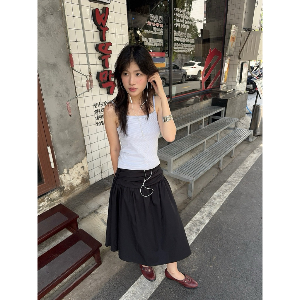 กระโปรงยาวปานกลางเกาะอก - Aufra studio