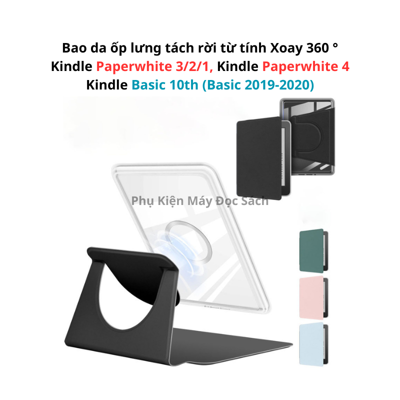 ซองหนังแบบถอดได้สําหรับ Kindle Paperwhite 3/2/1 Kindle Paerwhite 4 Kindle Basic 10th. เคสแม่เหล็กหมุ