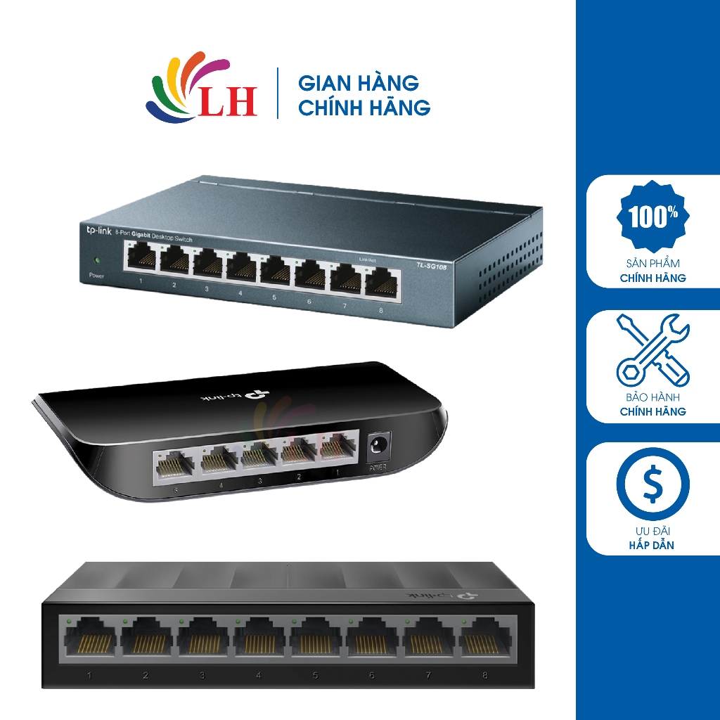 TP-Link 5-Port/8-Port Desktop Switch TL-SF1005D/TL-SG1005D/LS1005G/TL-SG108/LS1008G - สินค้าของแท้