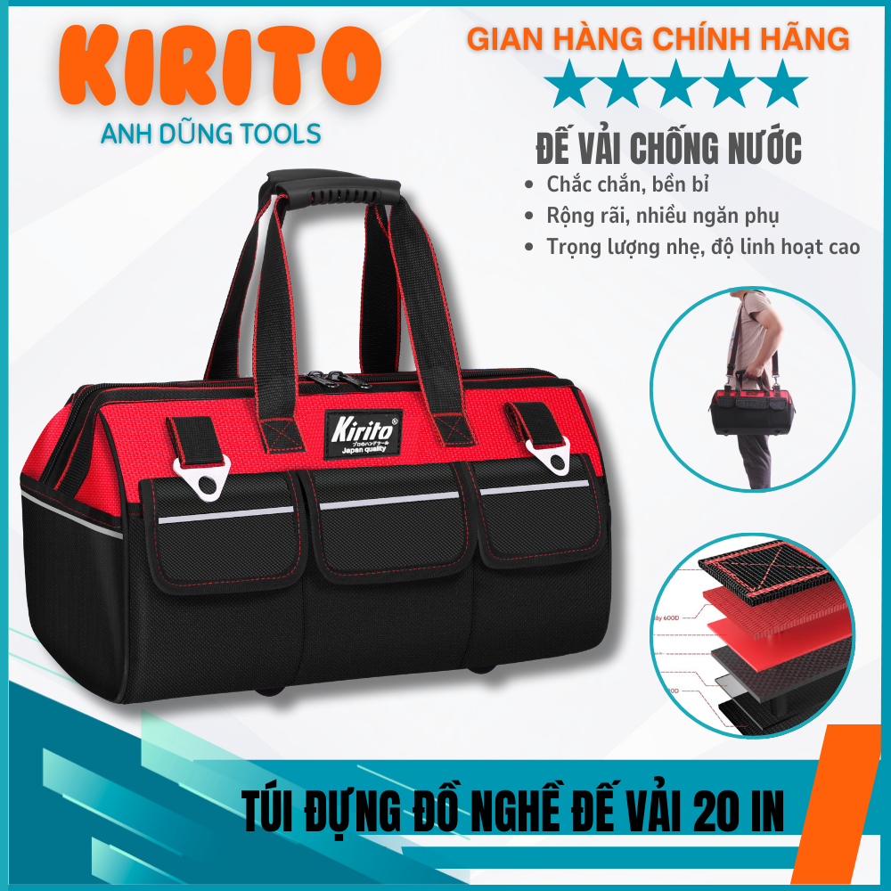 KIRITO CRAFTS BAG - ผ้า 600D หนา 5 ชั้น กันน้ํา 16 ช่องด้านข้าง - ฐานผ้า KIRITO